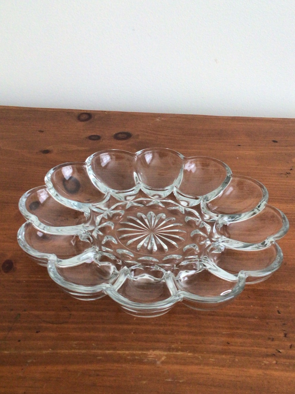Anchor Hocking 10” Clear Glass Deviled Egg / Serving Platter